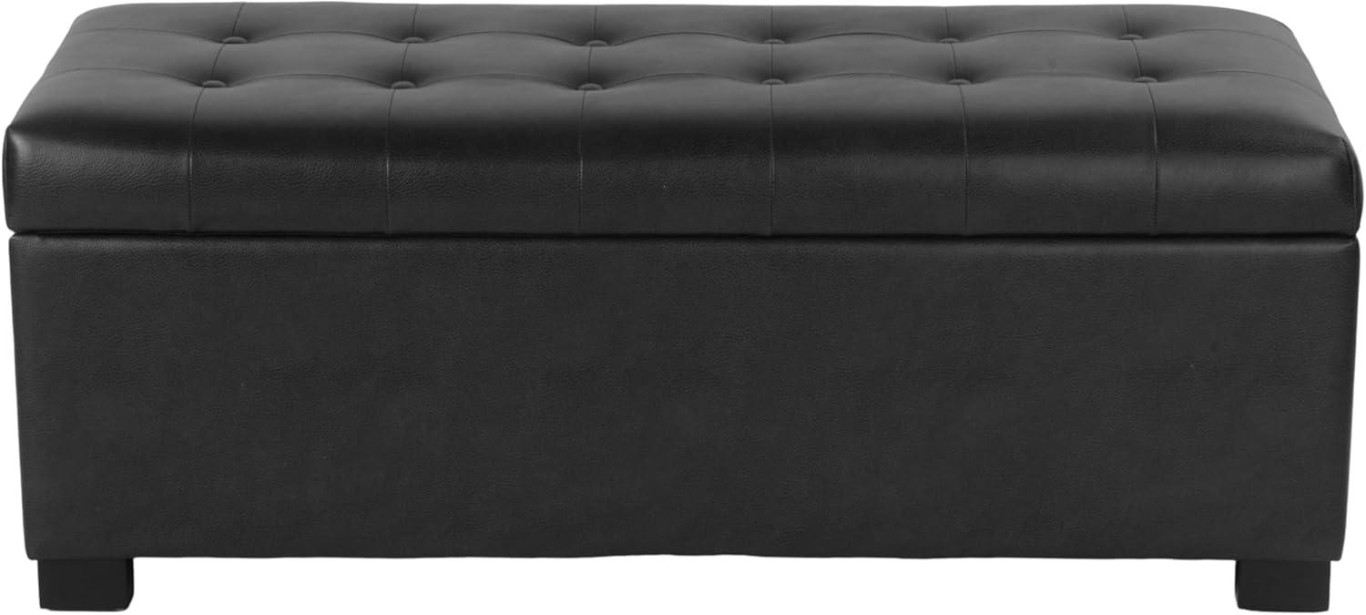 imageHomepop Home Decor Tufted Ainsley Button Storage Ottoman Bench with Hinged Lid Ottoman Bench with Storage for Living Room amp Bedroom Green Clover FabricClassic Black