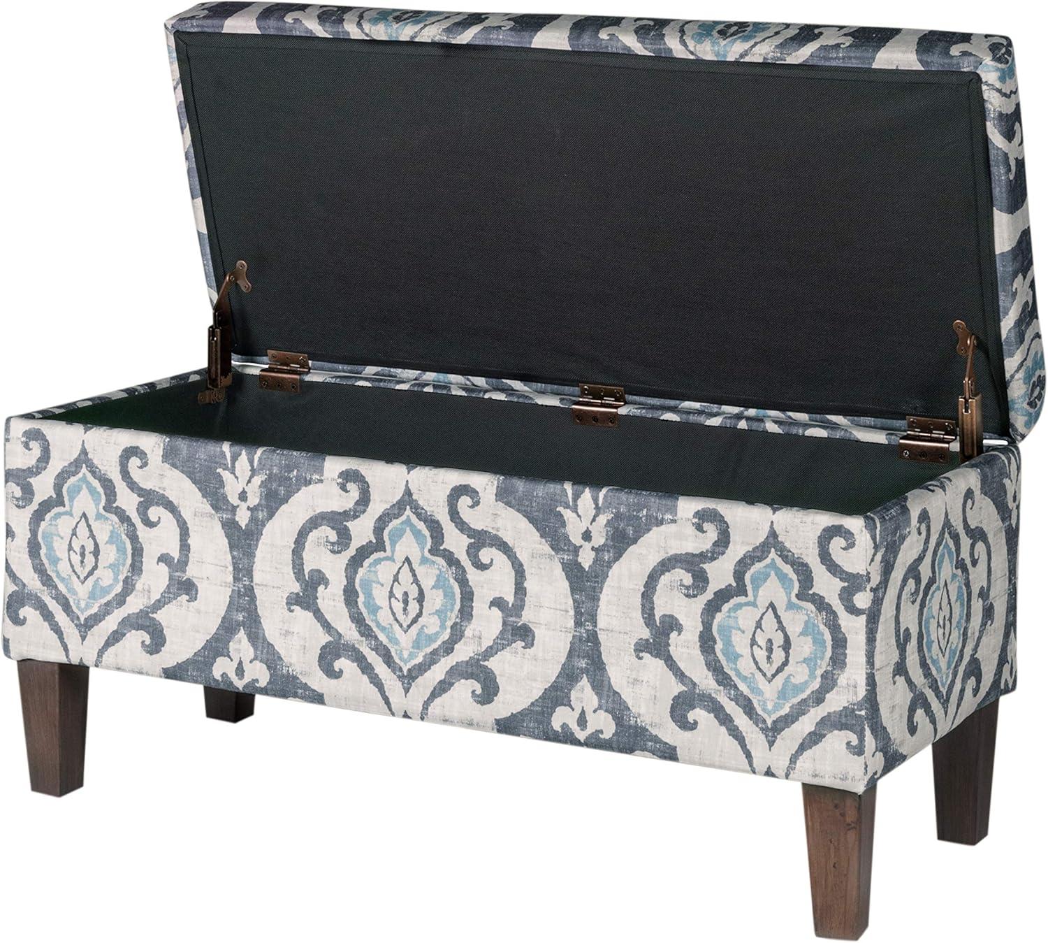 imageHomepop Home Decor Tufted Ainsley Button Storage Ottoman Bench with Hinged Lid Ottoman Bench with Storage for Living Room amp Bedroom Green Clover FabricSlate Damask