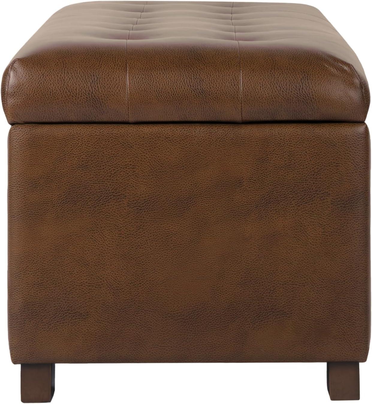 imageHomepop Home Decor Tufted Ainsley Button Storage Ottoman Bench with Hinged Lid Ottoman Bench with Storage for Living Room amp Bedroom Green Clover FabricAntique Brown