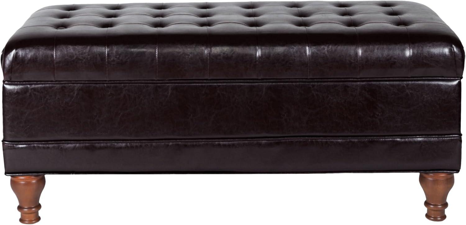imageHomepop Home Decor Tufted Ainsley Button Storage Ottoman Bench with Hinged Lid Ottoman Bench with Storage for Living Room amp Bedroom Green Clover FabricEspresso