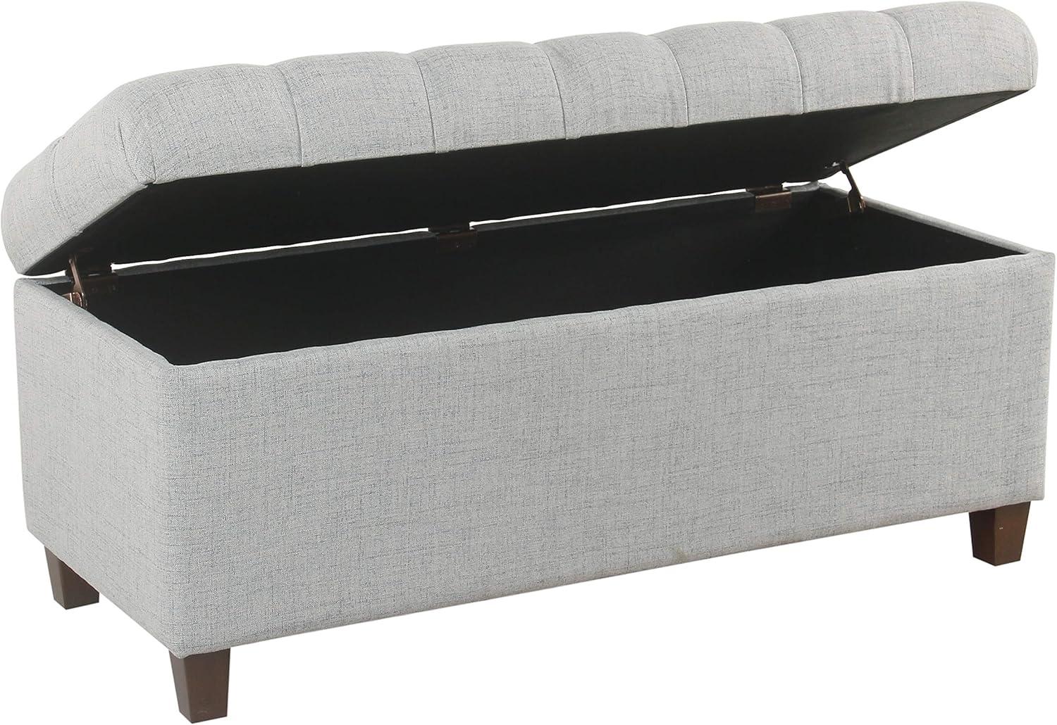 imageHomepop Home Decor Tufted Ainsley Button Storage Ottoman Bench with Hinged Lid Ottoman Bench with Storage for Living Room amp Bedroom Green Clover FabricLight Blue