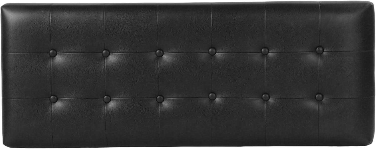 imageHomepop Home Decor Tufted Ainsley Button Storage Ottoman Bench with Hinged Lid Ottoman Bench with Storage for Living Room amp Bedroom Green Clover FabricClassic Black