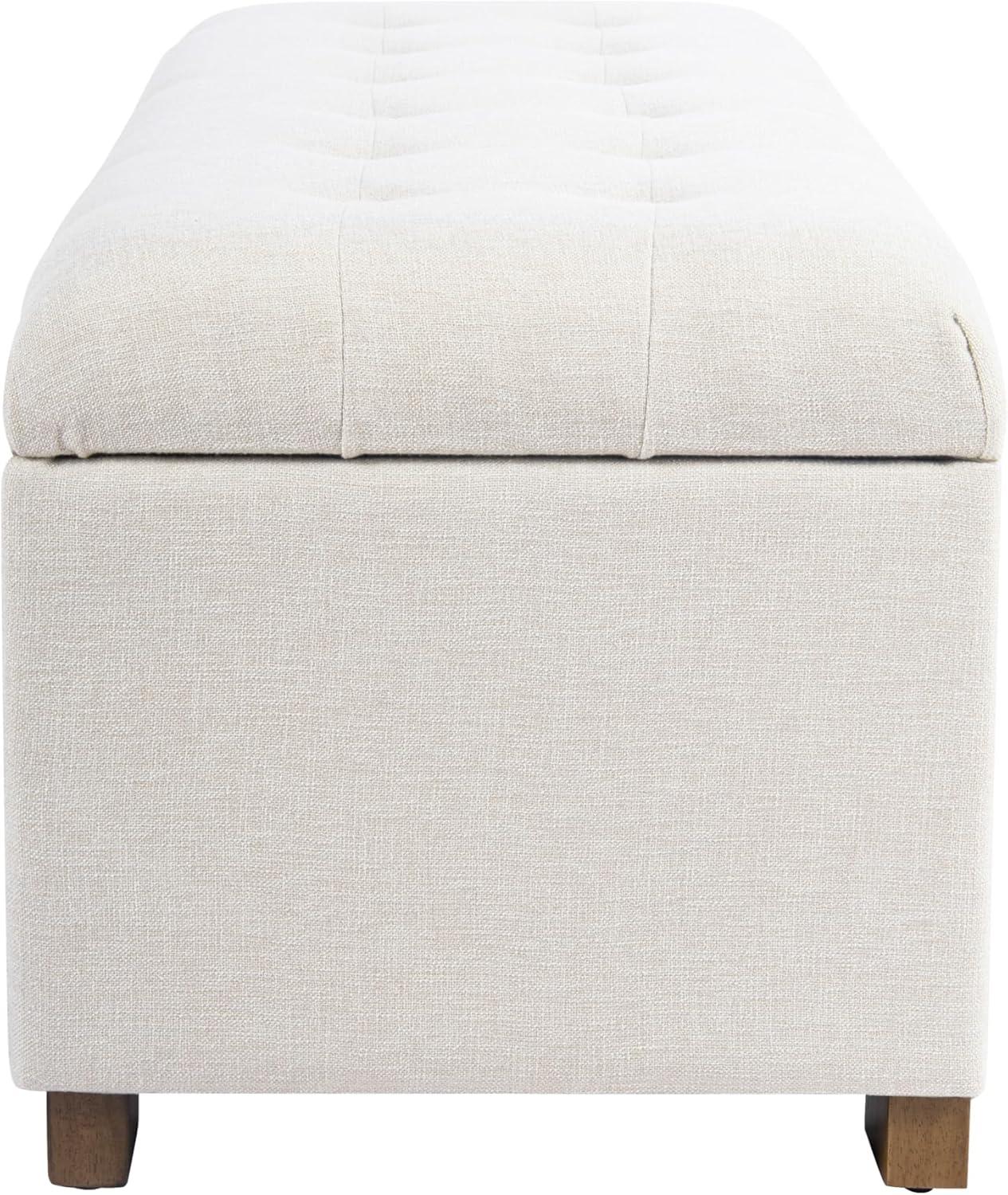 imageHomepop Home Decor Tufted Ainsley Button Storage Ottoman Bench with Hinged Lid Ottoman Bench with Storage for Living Room amp Bedroom Green Clover FabricLight Gray
