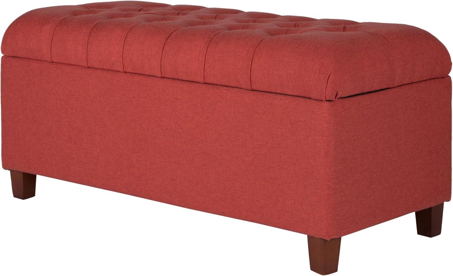 imageHomepop Home Decor Tufted Ainsley Button Storage Ottoman Bench with Hinged Lid Ottoman Bench with Storage for Living Room amp Bedroom Green Clover FabricCranberry