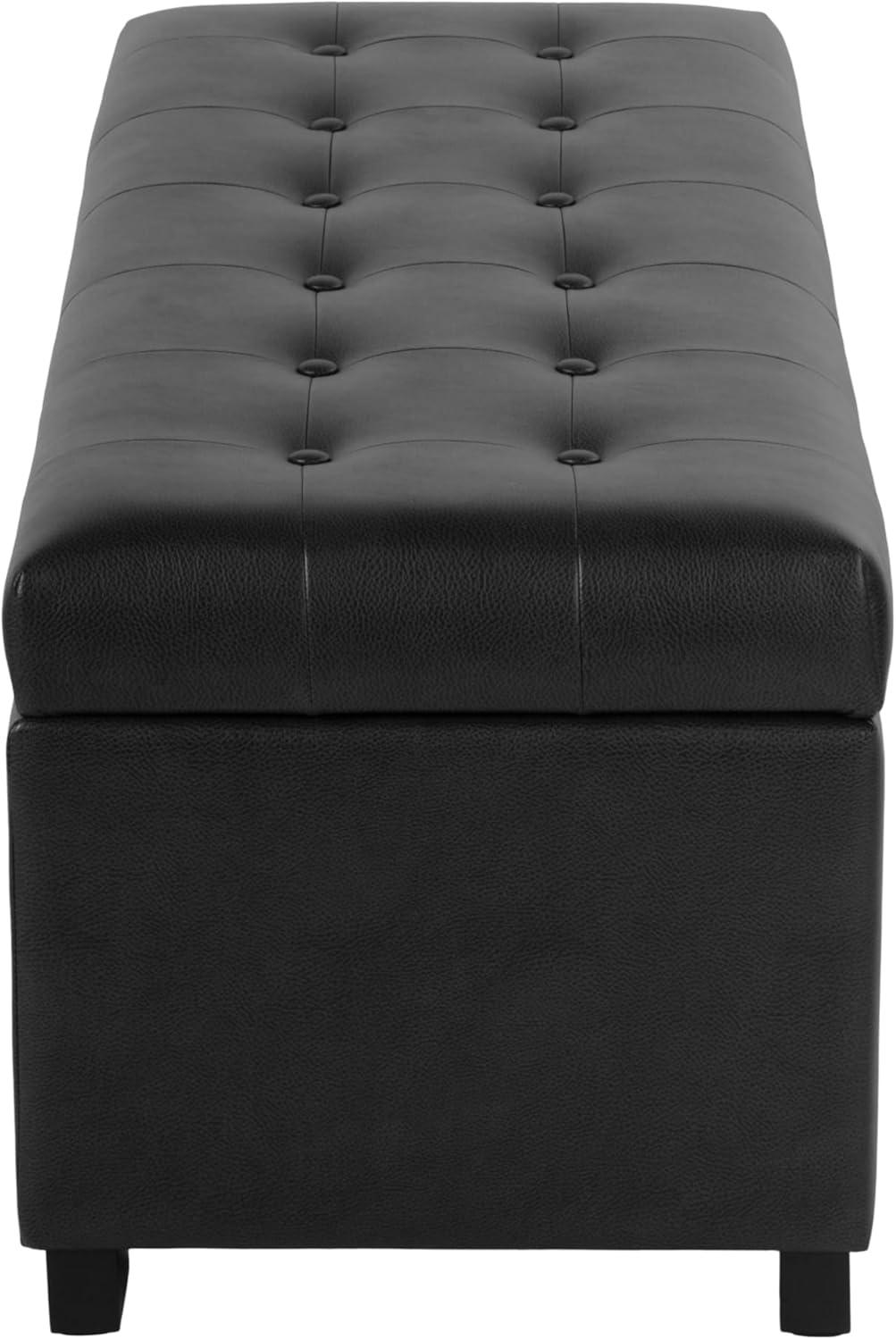 imageHomepop Home Decor Tufted Ainsley Button Storage Ottoman Bench with Hinged Lid Ottoman Bench with Storage for Living Room amp Bedroom Green Clover FabricClassic Black