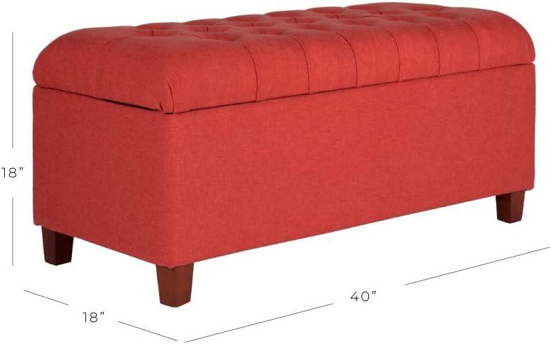 imageHomepop Home Decor Tufted Ainsley Button Storage Ottoman Bench with Hinged Lid Ottoman Bench with Storage for Living Room amp Bedroom Green Clover FabricCranberry