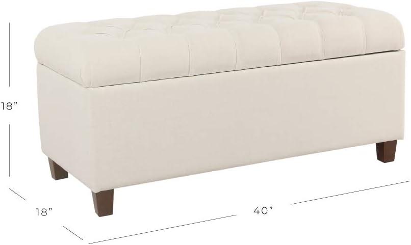imageHomepop Home Decor Tufted Ainsley Button Storage Ottoman Bench with Hinged Lid Ottoman Bench with Storage for Living Room amp Bedroom Green Clover FabricTextured Neutral