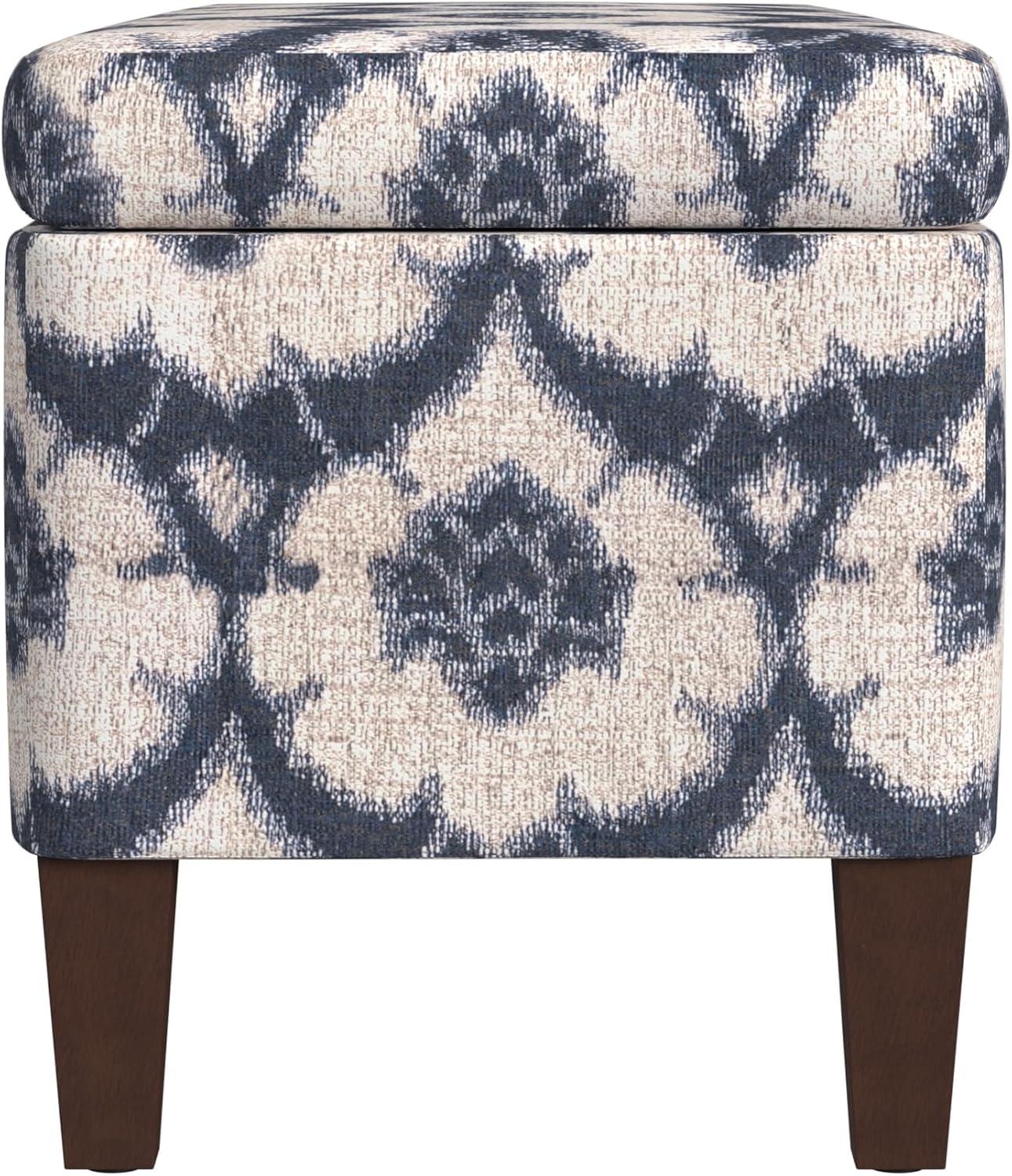 imageHomepop Home Decor Tufted Ainsley Button Storage Ottoman Bench with Hinged Lid Ottoman Bench with Storage for Living Room amp Bedroom Green Clover FabricBlue Medallion Print