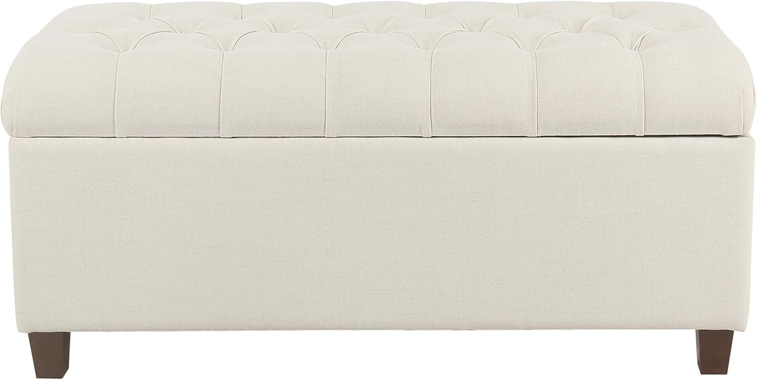 imageHomepop Home Decor Tufted Ainsley Button Storage Ottoman Bench with Hinged Lid Ottoman Bench with Storage for Living Room amp Bedroom Green Clover FabricTextured Neutral