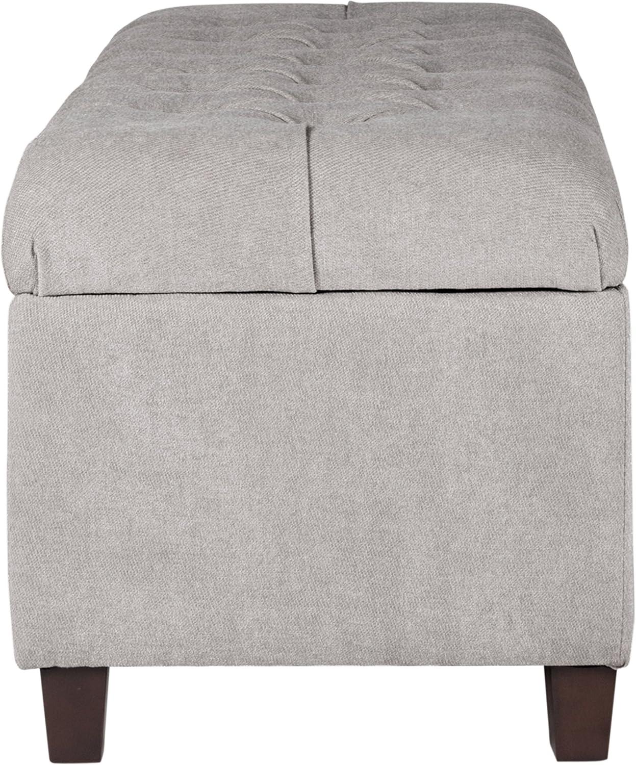 imageHomepop Home Decor Tufted Ainsley Button Storage Ottoman Bench with Hinged Lid Ottoman Bench with Storage for Living Room amp Bedroom Green Clover FabricTextured Gray