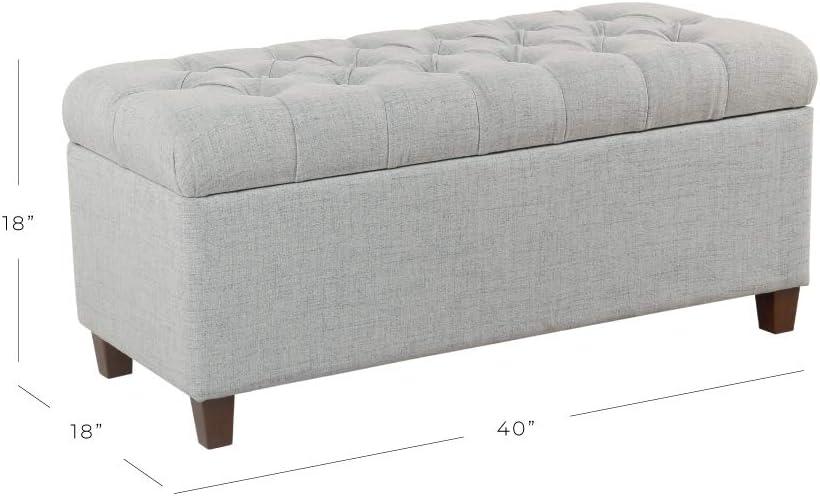 imageHomepop Home Decor Tufted Ainsley Button Storage Ottoman Bench with Hinged Lid Ottoman Bench with Storage for Living Room amp Bedroom Green Clover FabricLight Blue