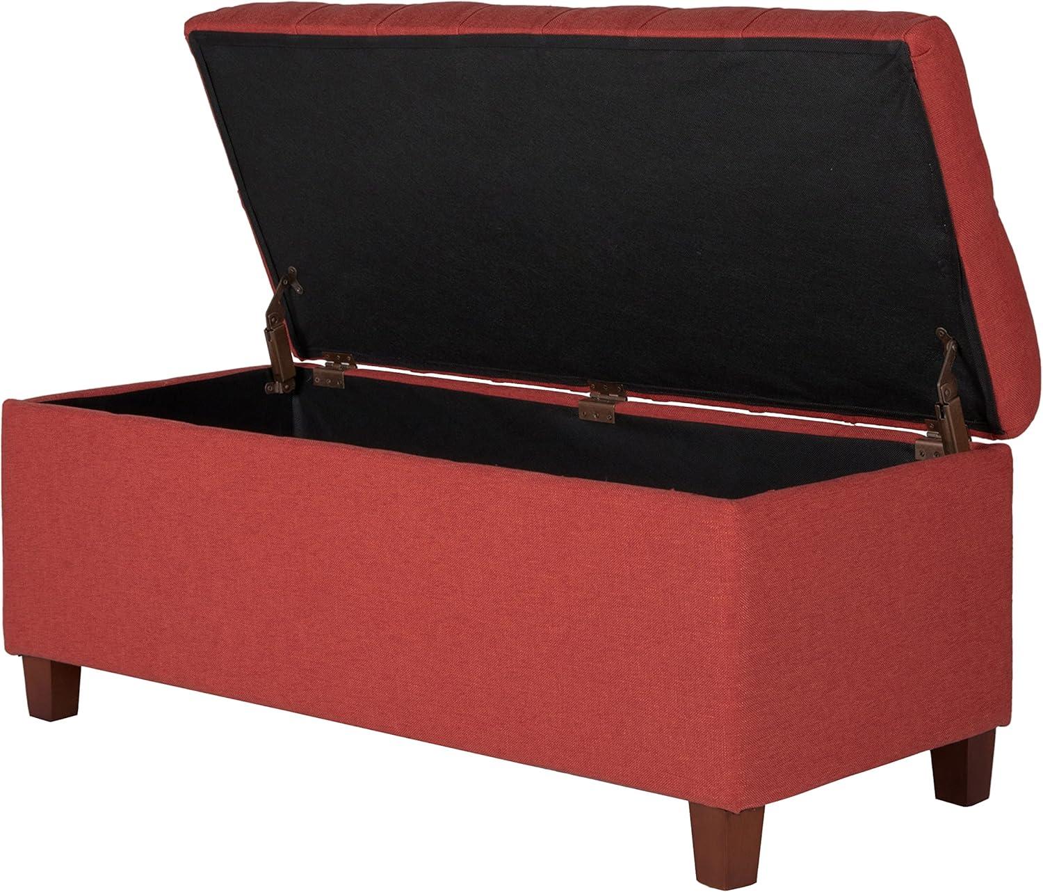 imageHomepop Home Decor Tufted Ainsley Button Storage Ottoman Bench with Hinged Lid Ottoman Bench with Storage for Living Room amp Bedroom Green Clover FabricCranberry