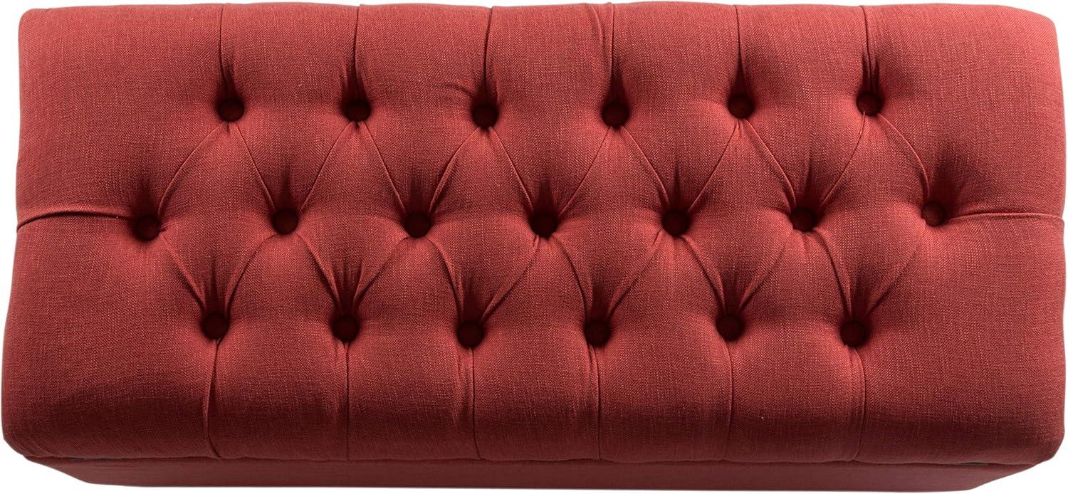 imageHomepop Home Decor Tufted Ainsley Button Storage Ottoman Bench with Hinged Lid Ottoman Bench with Storage for Living Room amp Bedroom Green Clover FabricCranberry