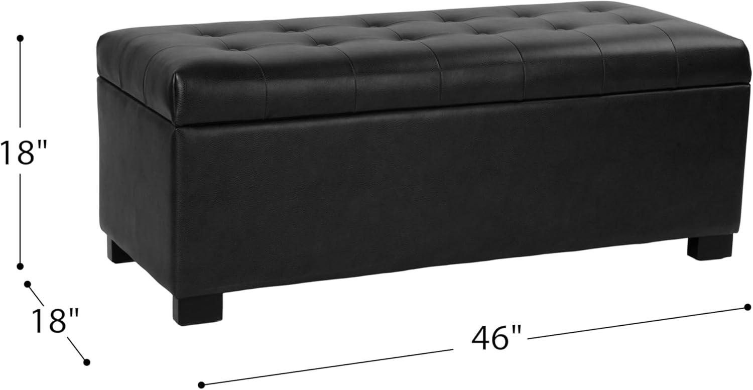 imageHomepop Home Decor Tufted Ainsley Button Storage Ottoman Bench with Hinged Lid Ottoman Bench with Storage for Living Room amp Bedroom Green Clover FabricClassic Black