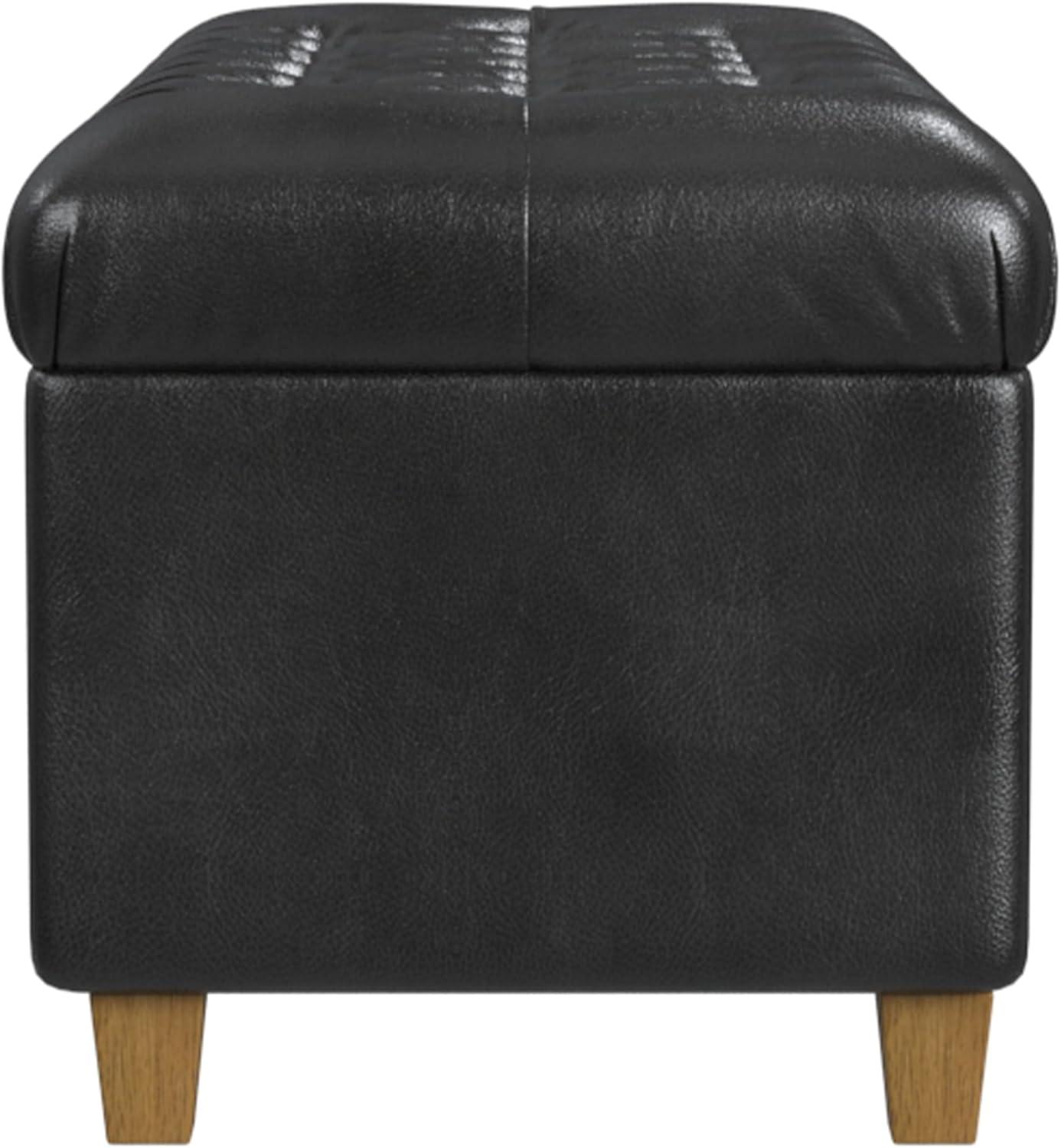 imageHomepop Home Decor Tufted Ainsley Button Storage Ottoman Bench with Hinged Lid Ottoman Bench with Storage for Living Room amp Bedroom Green Clover FabricBlack Faux Leather