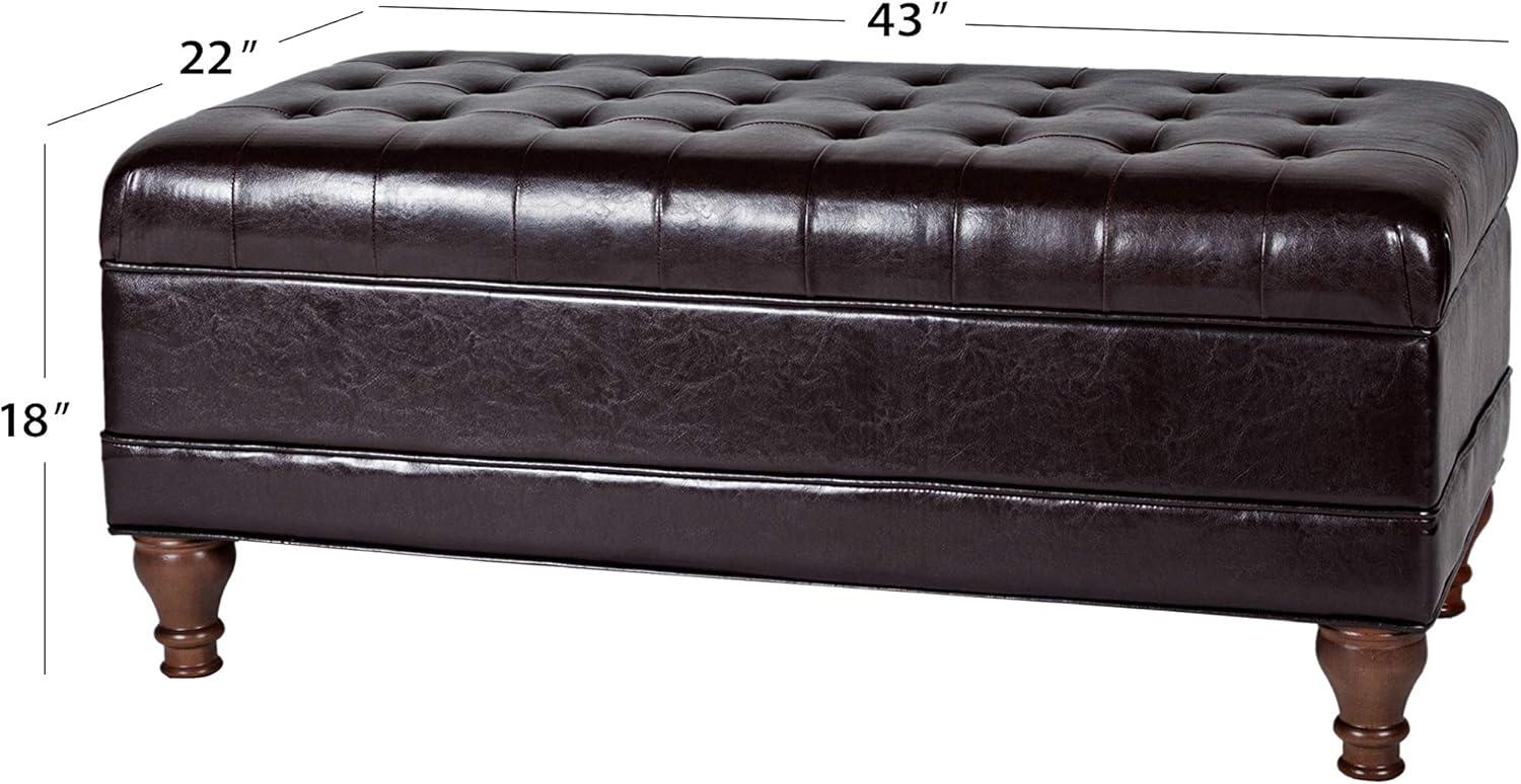 imageHomepop Home Decor Tufted Ainsley Button Storage Ottoman Bench with Hinged Lid Ottoman Bench with Storage for Living Room amp Bedroom Green Clover FabricEspresso