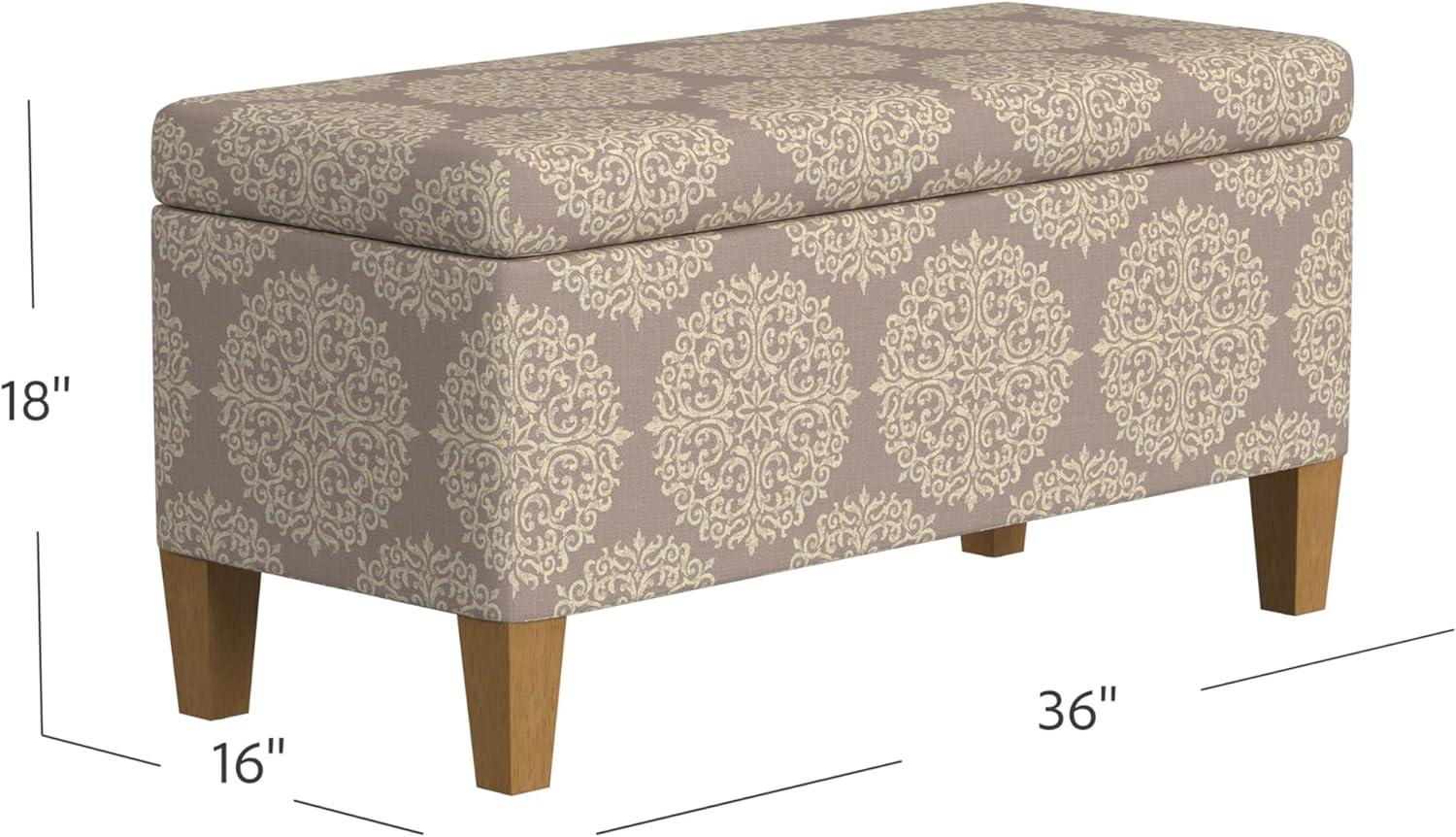 imageHomepop Home Decor Tufted Ainsley Button Storage Ottoman Bench with Hinged Lid Ottoman Bench with Storage for Living Room amp Bedroom Green Clover FabricBrown Medallion