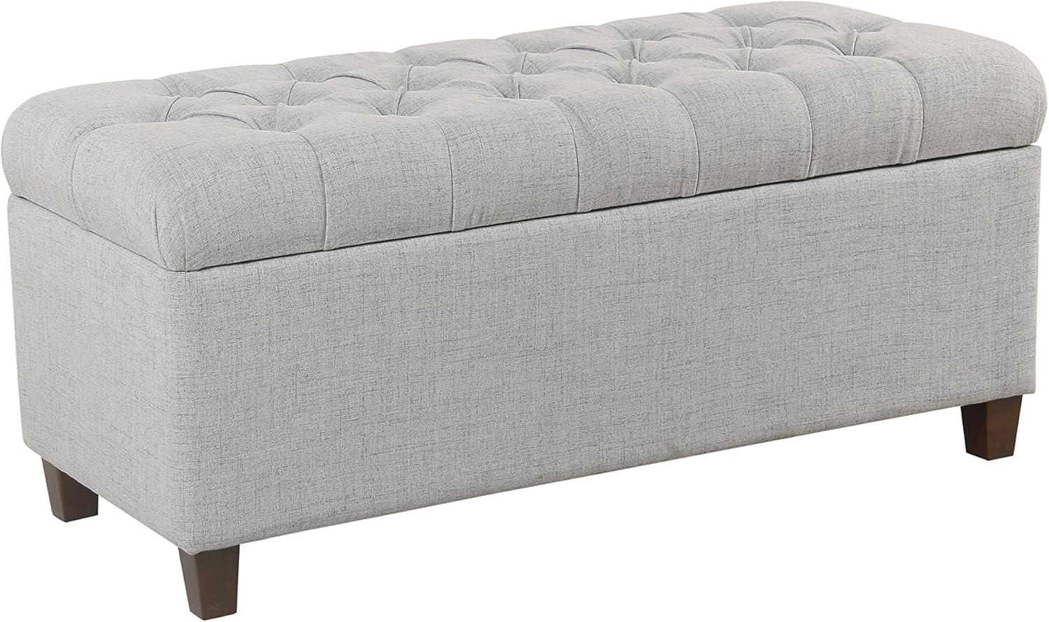 imageHomepop Home Decor Tufted Ainsley Button Storage Ottoman Bench with Hinged Lid Ottoman Bench with Storage for Living Room amp Bedroom Green Clover FabricLight Blue
