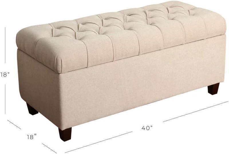 imageHomepop Home Decor Tufted Ainsley Button Storage Ottoman Bench with Hinged Lid Ottoman Bench with Storage for Living Room amp Bedroom Green Clover FabricCream