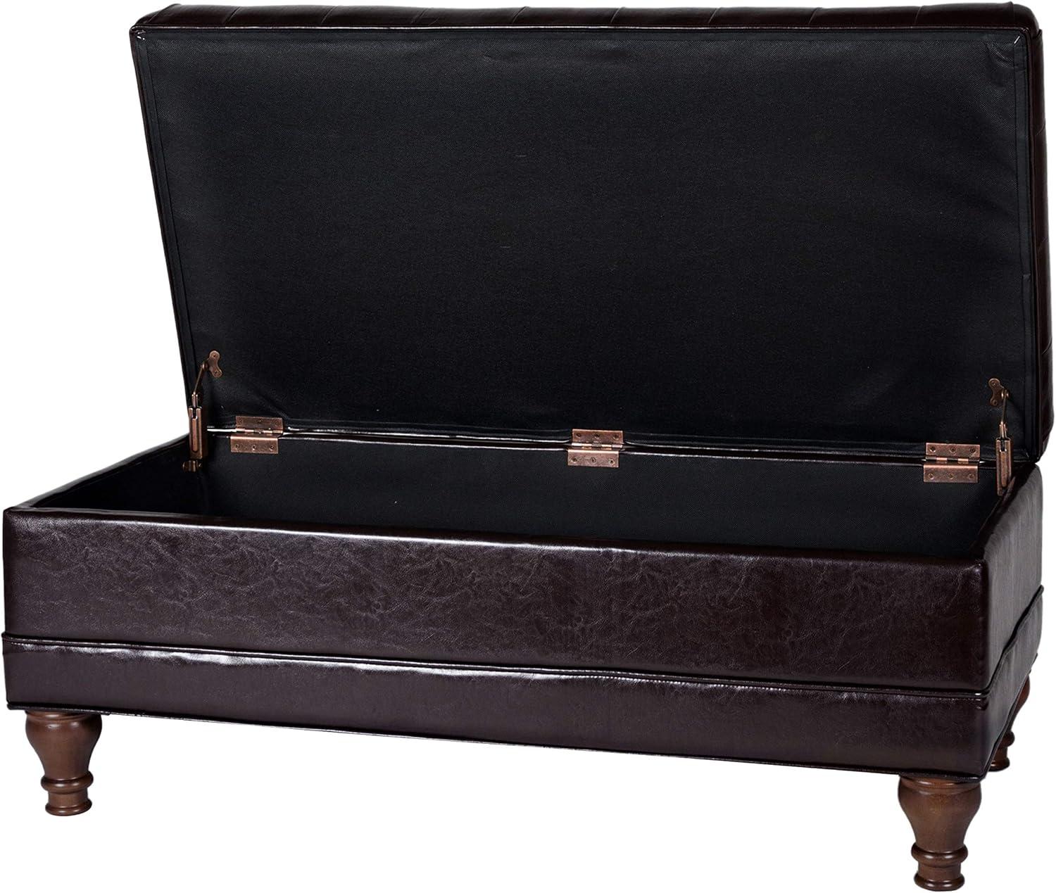 imageHomepop Home Decor Tufted Ainsley Button Storage Ottoman Bench with Hinged Lid Ottoman Bench with Storage for Living Room amp Bedroom Green Clover FabricEspresso
