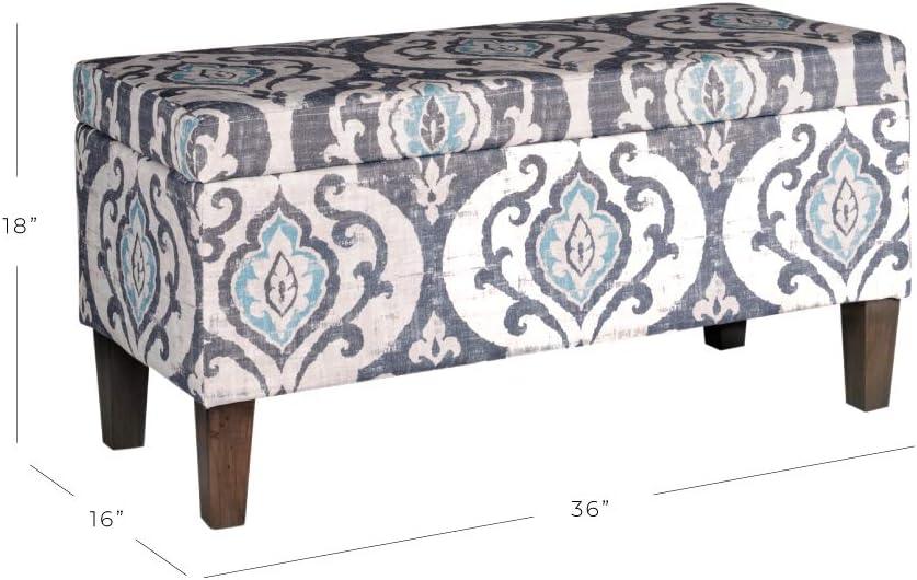 imageHomepop Home Decor Tufted Ainsley Button Storage Ottoman Bench with Hinged Lid Ottoman Bench with Storage for Living Room amp Bedroom Green Clover FabricSlate Damask