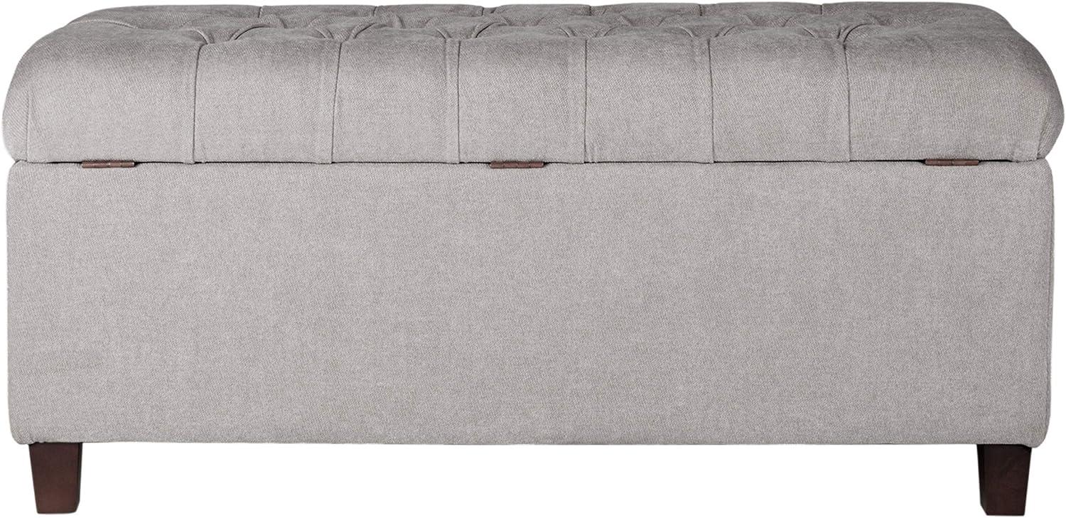 imageHomepop Home Decor Tufted Ainsley Button Storage Ottoman Bench with Hinged Lid Ottoman Bench with Storage for Living Room amp Bedroom Green Clover FabricTextured Gray