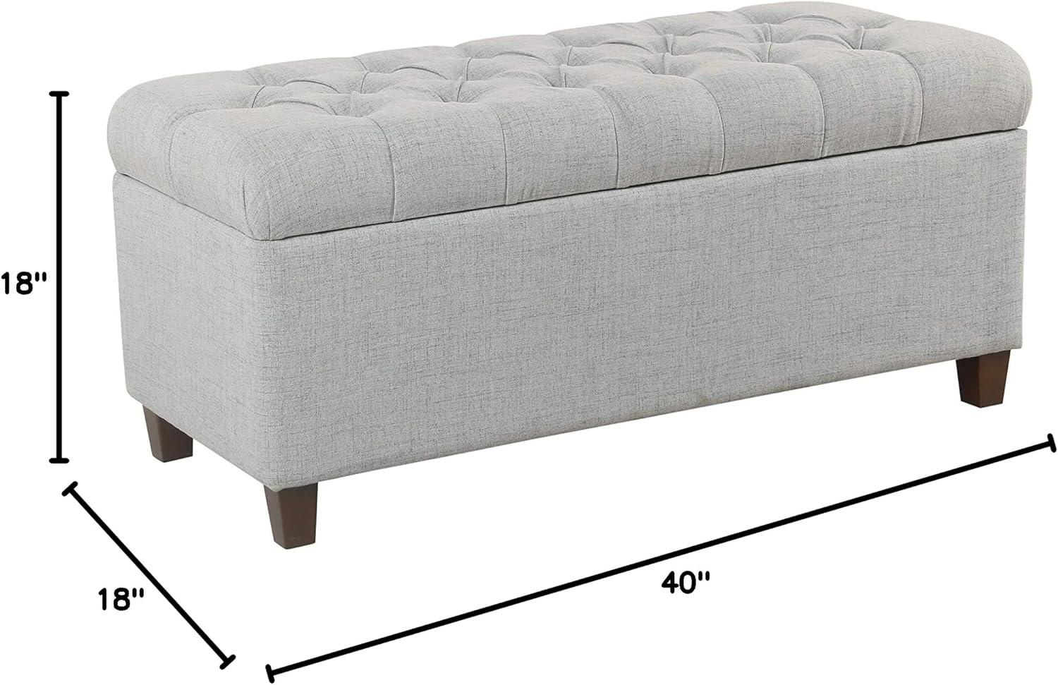 imageHomepop Home Decor Tufted Ainsley Button Storage Ottoman Bench with Hinged Lid Ottoman Bench with Storage for Living Room amp Bedroom Green Clover FabricLight Blue