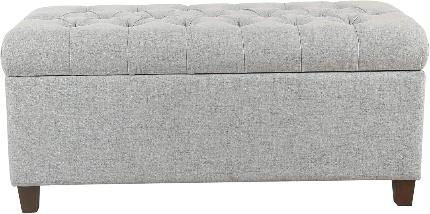 imageHomepop Home Decor Tufted Ainsley Button Storage Ottoman Bench with Hinged Lid Ottoman Bench with Storage for Living Room amp Bedroom Green Clover FabricLight Blue