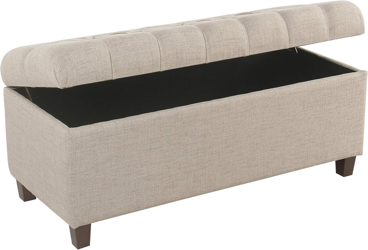 imageHomepop Home Decor Tufted Ainsley Button Storage Ottoman Bench with Hinged Lid Ottoman Bench with Storage for Living Room amp Bedroom Green Clover FabricTan