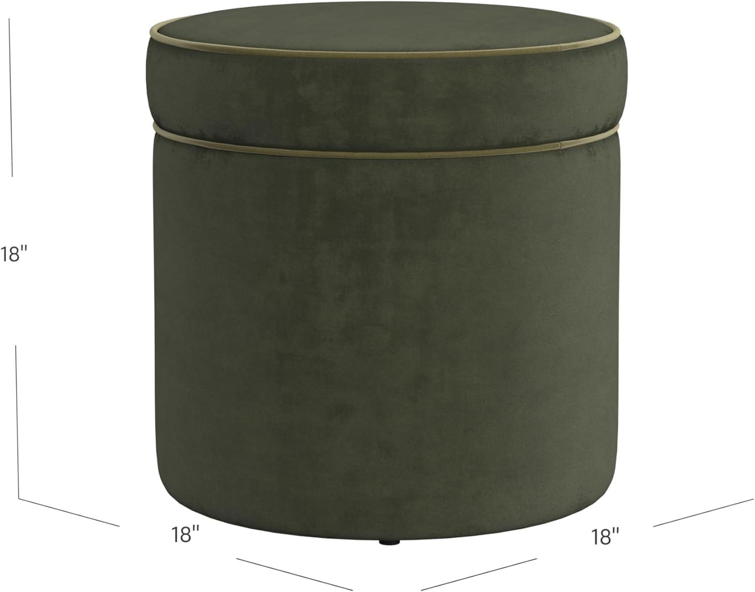 imageSpatial Order Velvet Storage Ottoman with LiftOff Lid 18 Round Upholstered Footrest Loden Green Velvet Modern Accent Stool with Hidden Storage for Living Room amp Bedroom