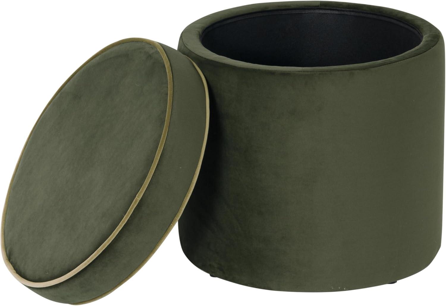imageSpatial Order Velvet Storage Ottoman with LiftOff Lid 18 Round Upholstered Footrest Loden Green Velvet Modern Accent Stool with Hidden Storage for Living Room amp Bedroom