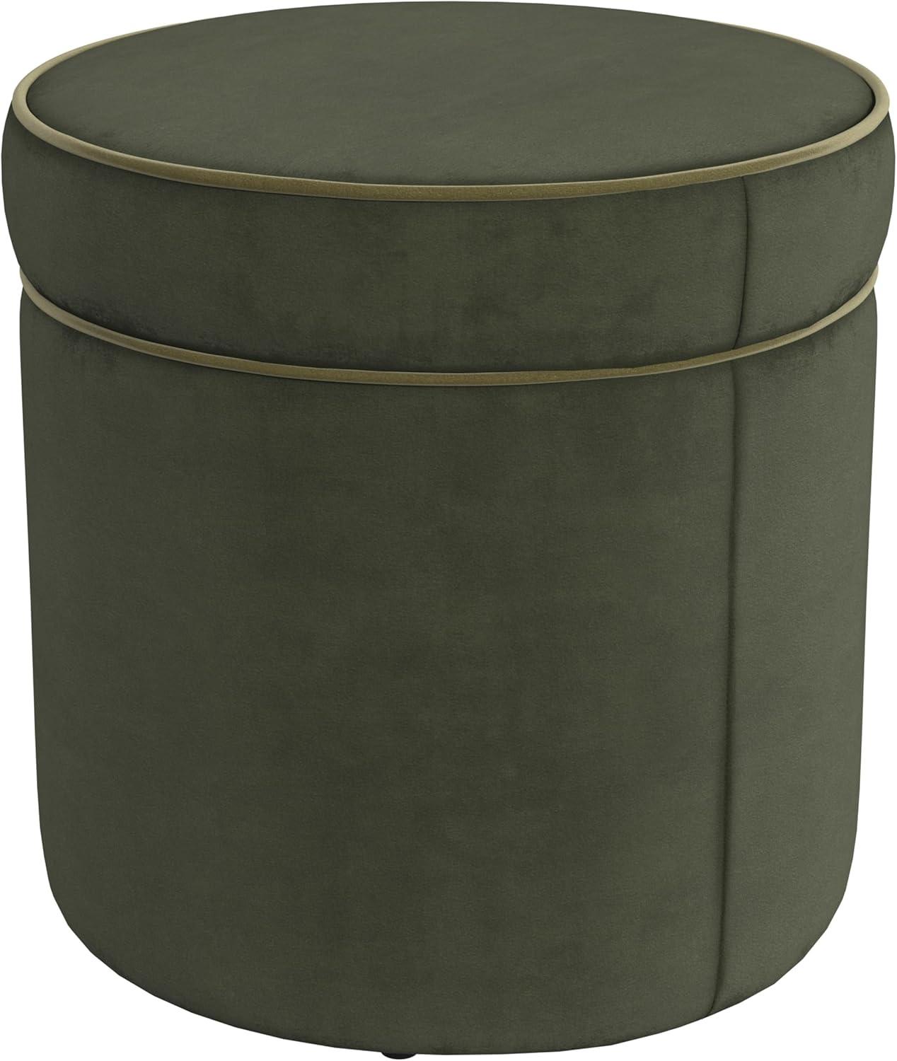 imageSpatial Order Velvet Storage Ottoman with LiftOff Lid 18 Round Upholstered Footrest Loden Green Velvet Modern Accent Stool with Hidden Storage for Living Room amp Bedroom
