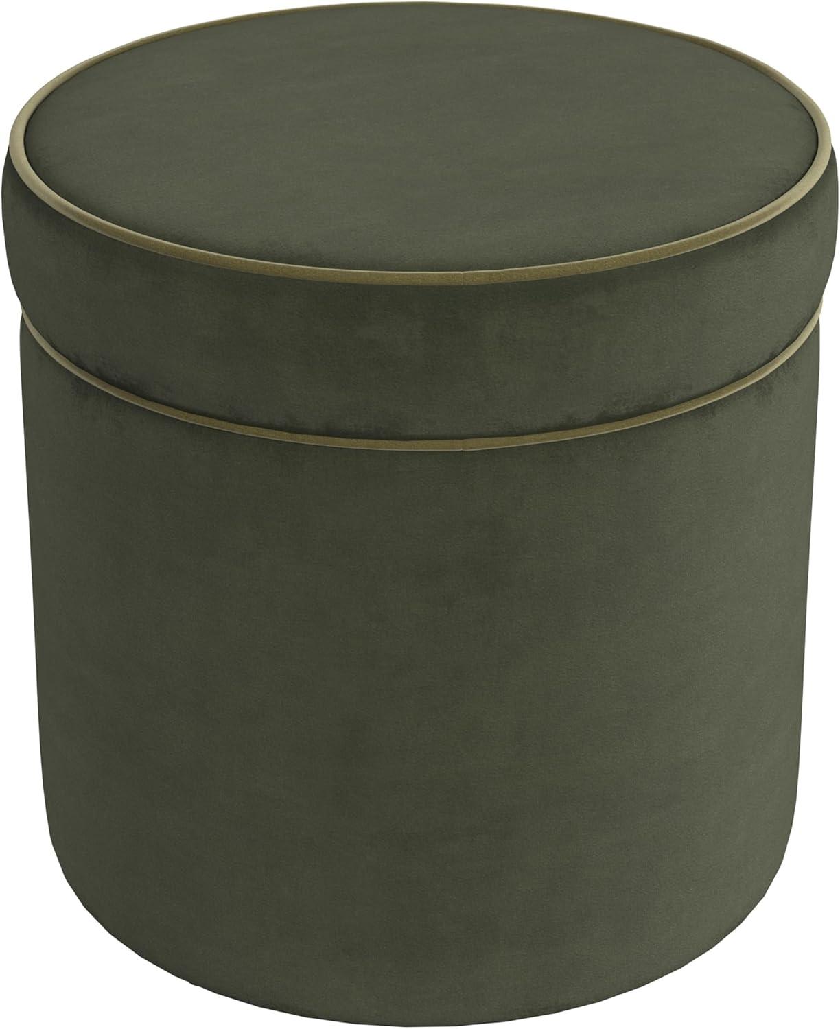 imageSpatial Order Velvet Storage Ottoman with LiftOff Lid 18 Round Upholstered Footrest Loden Green Velvet Modern Accent Stool with Hidden Storage for Living Room amp Bedroom