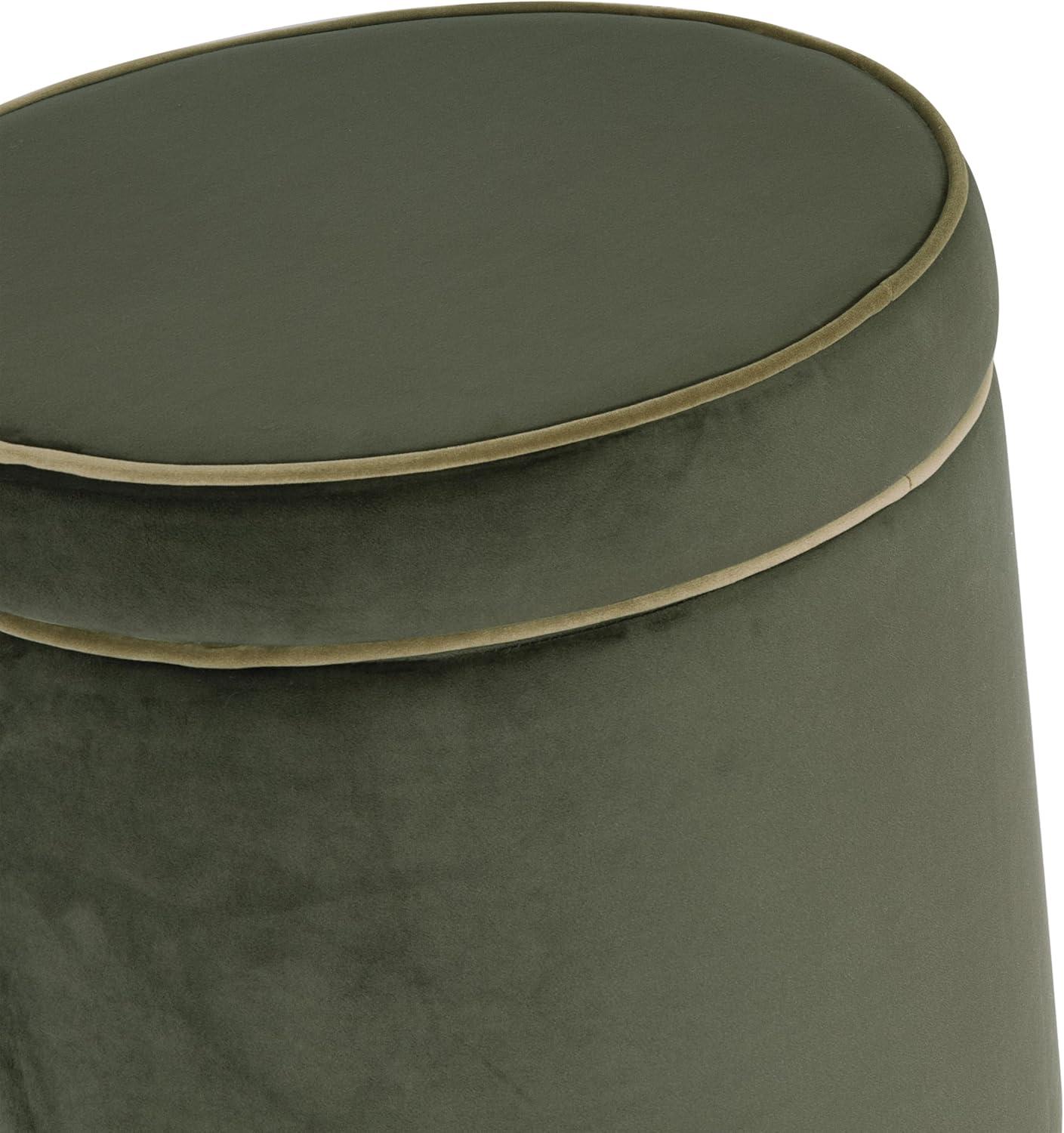 imageSpatial Order Velvet Storage Ottoman with LiftOff Lid 18 Round Upholstered Footrest Loden Green Velvet Modern Accent Stool with Hidden Storage for Living Room amp Bedroom