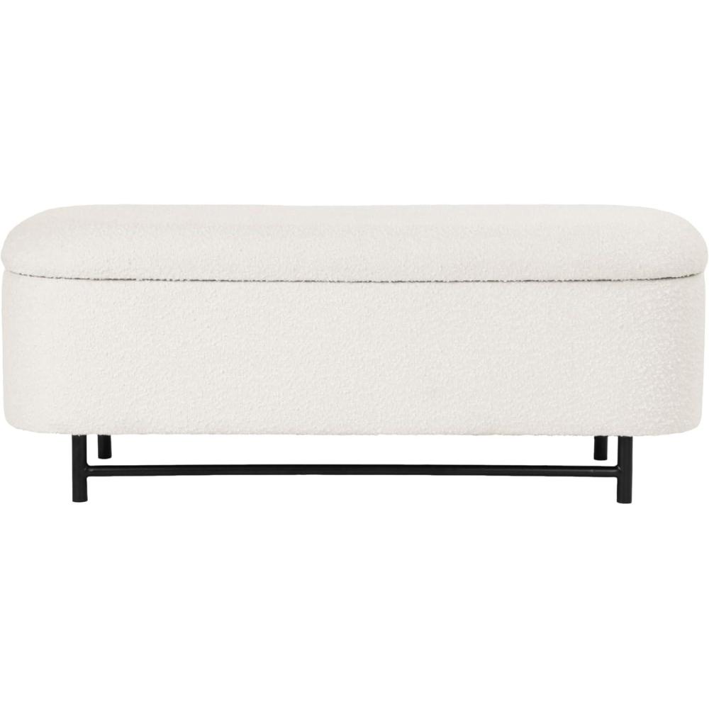 imageHomePop Ellipse Modern Storage Bench with Metal Legs Homepop Home DcorBench with Storage for Living Room amp Bedroom  Cream BoucleCream Boucle