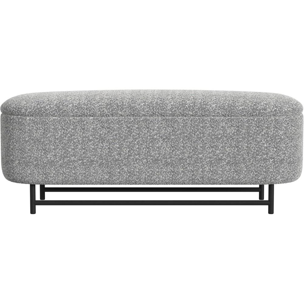 imageHomePop Ellipse Modern Storage Bench with Metal Legs Homepop Home DcorBench with Storage for Living Room amp Bedroom Cream BoucleCream Boucle With Gray Yarns