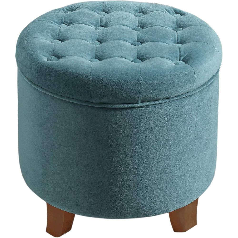 imageHomepop Home Decor Upholstered Round Tufted Foot Rest Ottoman Ottoman with Storage for Living Room amp Bedroom Decorative Home Furniture Green Clover FabricTeal