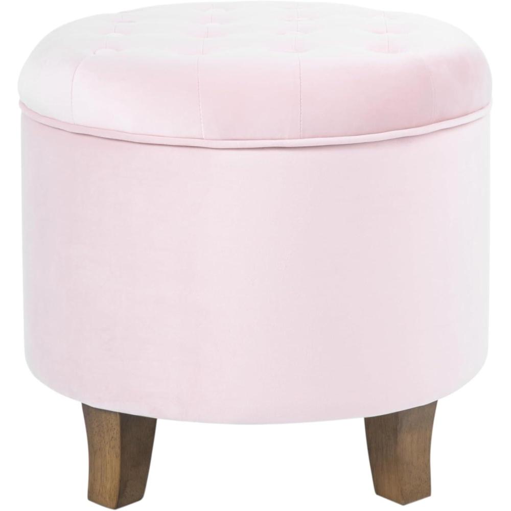 imageHomepop Home Decor Upholstered Round Tufted Foot Rest Ottoman Ottoman with Storage for Living Room amp Bedroom Decorative Home Furniture Green Clover FabricPink Blush