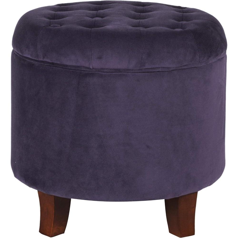 imageHomepop Home Decor Upholstered Round Tufted Foot Rest Ottoman Ottoman with Storage for Living Room amp Bedroom Decorative Home Furniture Green Clover FabricPurple