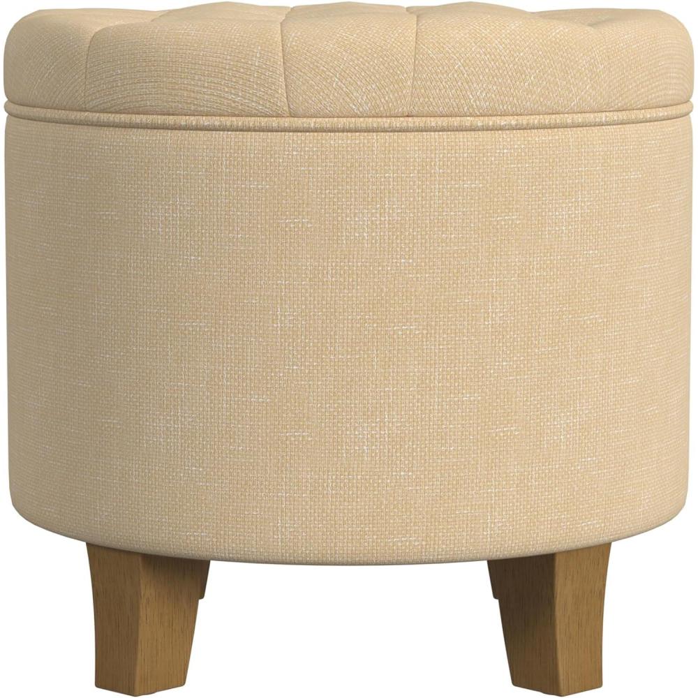 imageHomepop Home Decor Upholstered Round Tufted Foot Rest Ottoman Ottoman with Storage for Living Room amp Bedroom Decorative Home Furniture Green Clover FabricLight Tan Textured Solid