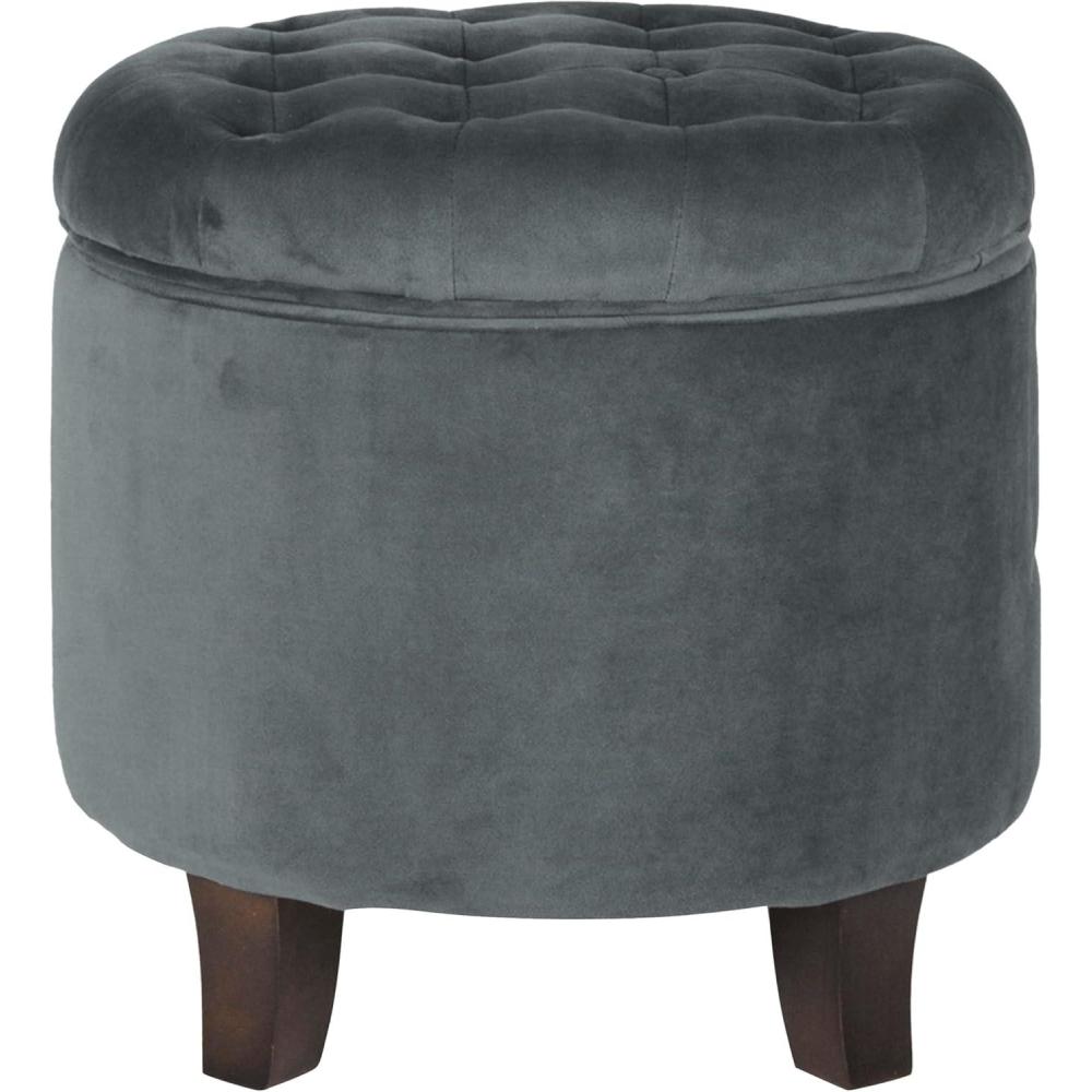imageHomepop Home Decor Upholstered Round Tufted Foot Rest Ottoman Ottoman with Storage for Living Room amp Bedroom Decorative Home Furniture Green Clover FabricDark Gray