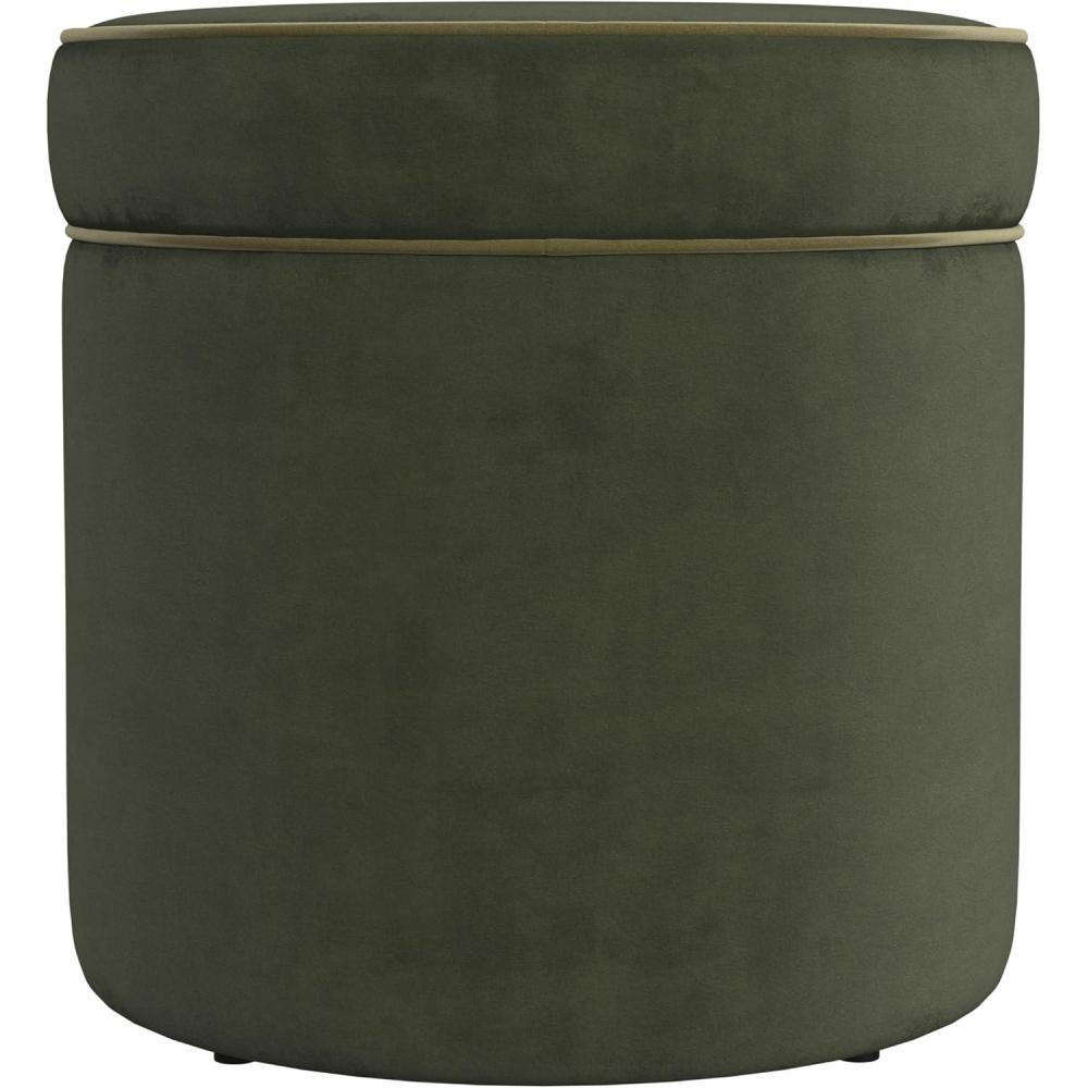 imageSpatial Order Velvet Storage Ottoman with LiftOff Lid 18 Round Upholstered Footrest Loden Green Velvet Modern Accent Stool with Hidden Storage for Living Room amp Bedroom