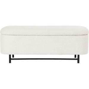 HomePop Ellipse Modern Storage Bench with Metal Legs |Homepop Home Décor|Bench with Storage for Living Room & Bedroom – Cream Boucle(Cream Boucle)