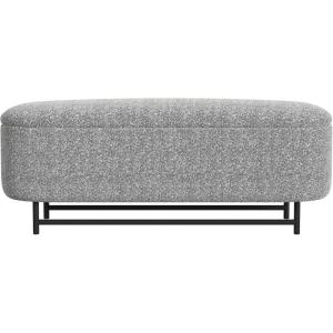 HomePop Ellipse Modern Storage Bench with Metal Legs |Homepop Home Décor|Bench with Storage for Living Room & Bedroom – Cream Boucle(Cream Boucle With Gray Yarns)