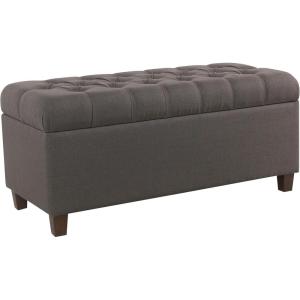 Homepop Home Decor Tufted Ainsley Button Storage Ottoman Bench with Hinged Lid Ottoman Bench with Storage for Living Room & Bedroom, Green Clover Fabric(Dark Grey)