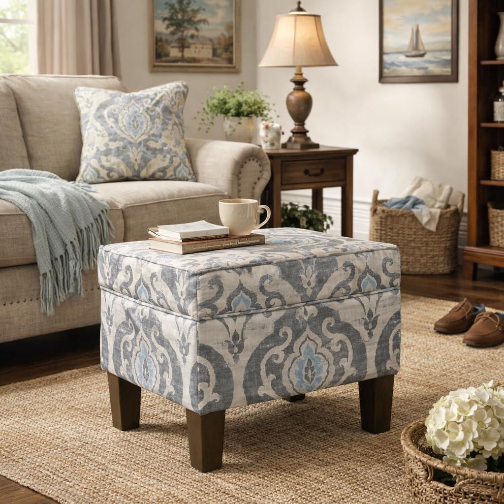 imageHomePop Dinah 24 Storage Ottoman Loden Green VelvetBlue Slate