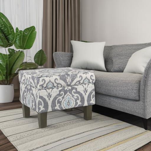 imageHomePop Dinah 24 Storage Ottoman Loden Green VelvetBlue Slate