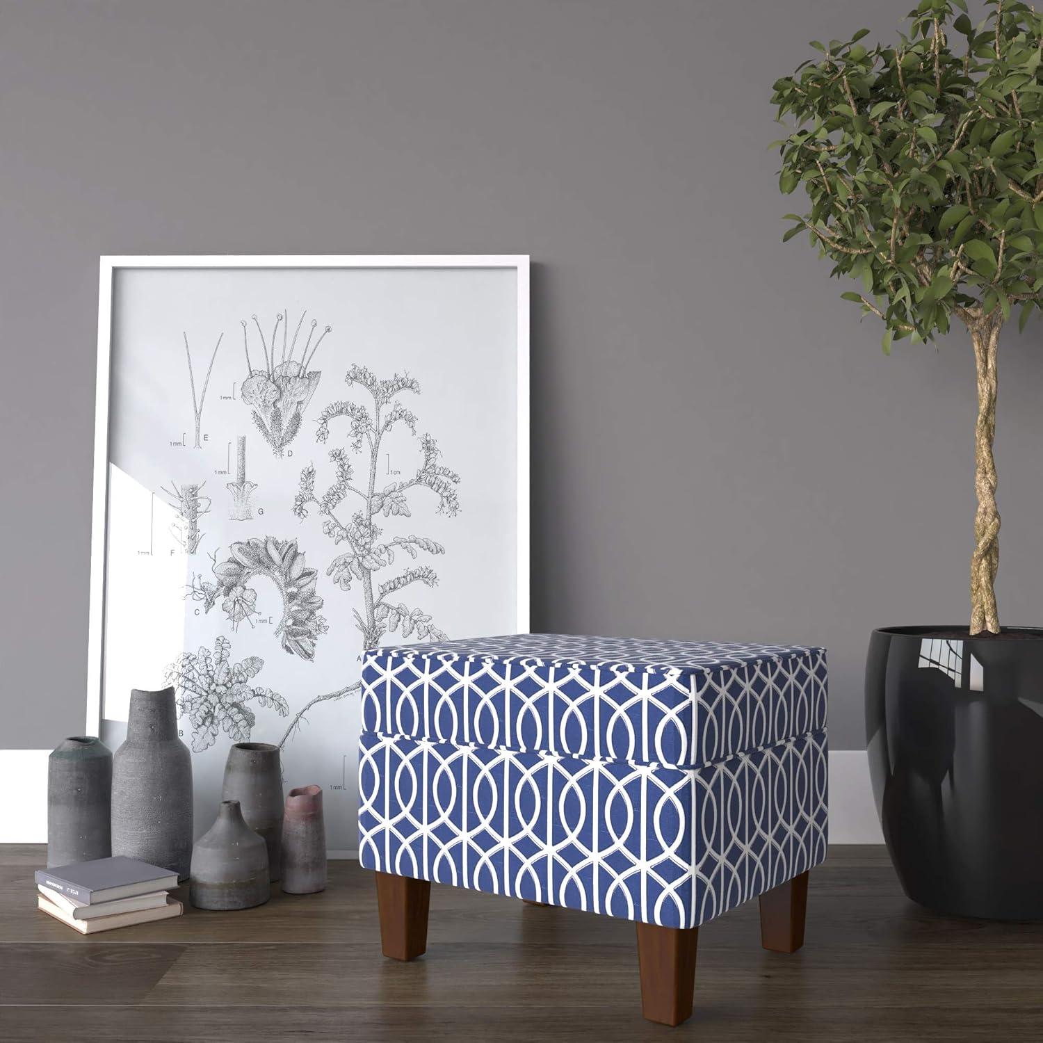imageHomePop Dinah 24 Storage Ottoman Loden Green VelvetBlue Trellis