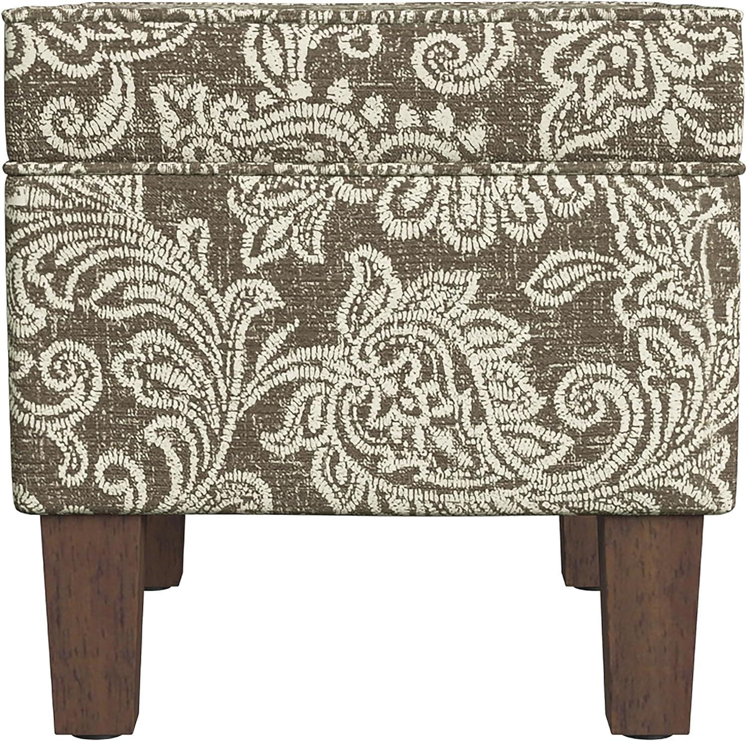 imageHomePop Dinah 24 Storage Ottoman Loden Green VelvetBrown Jacobean Print
