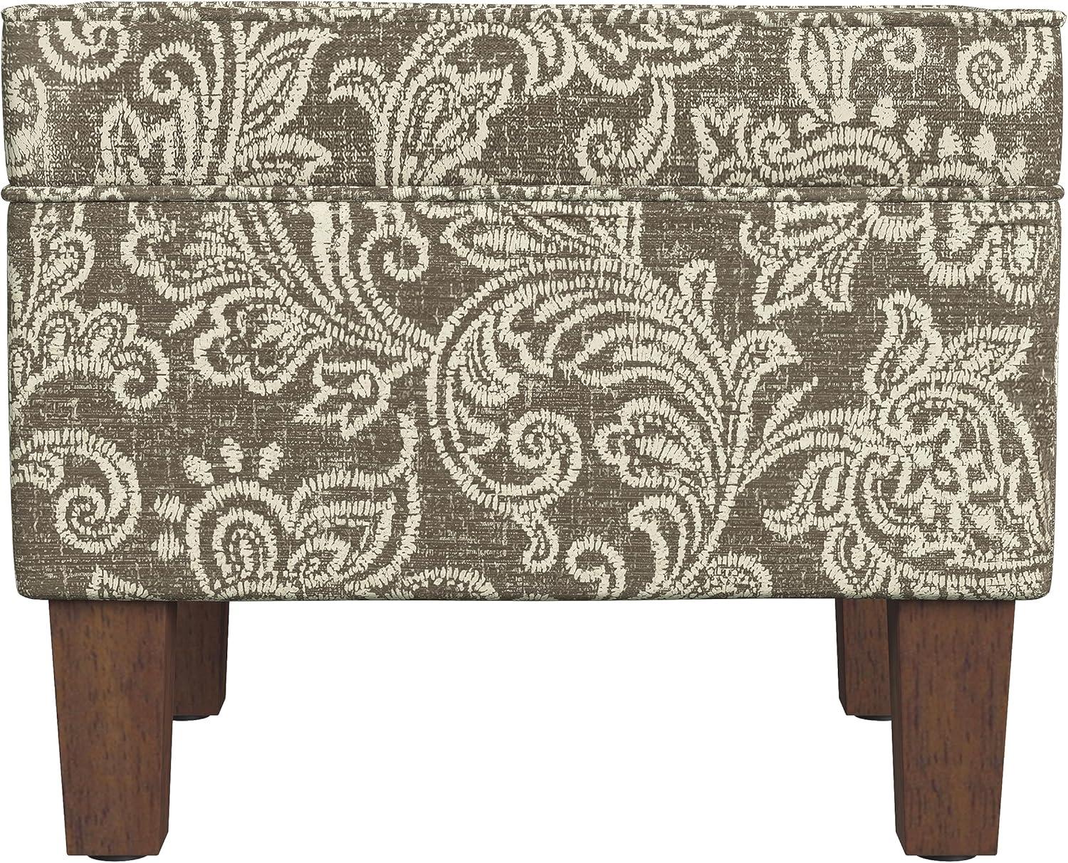 imageHomePop Dinah 24 Storage Ottoman Loden Green VelvetBrown Jacobean Print